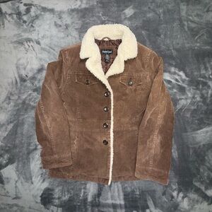 Northcrest Brown Corduroy Jacket with Shearling Collar Size L